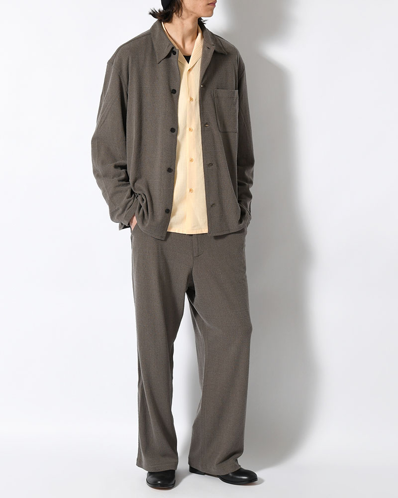 EASY TROUSERS -Silk noil Jersey -GRAISH BROWN-