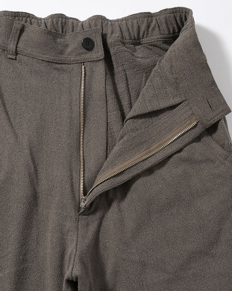 EASY TROUSERS -Silk noil Jersey -GRAISH BROWN-