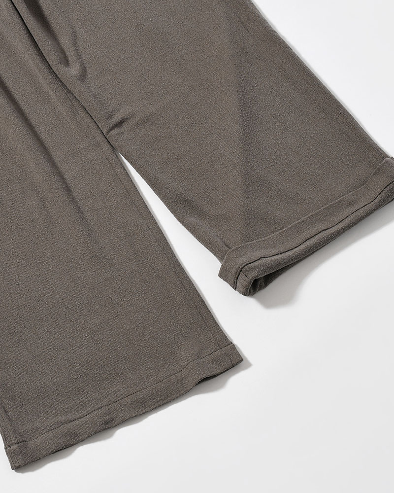 EASY TROUSERS -Silk noil Jersey -GRAISH BROWN-