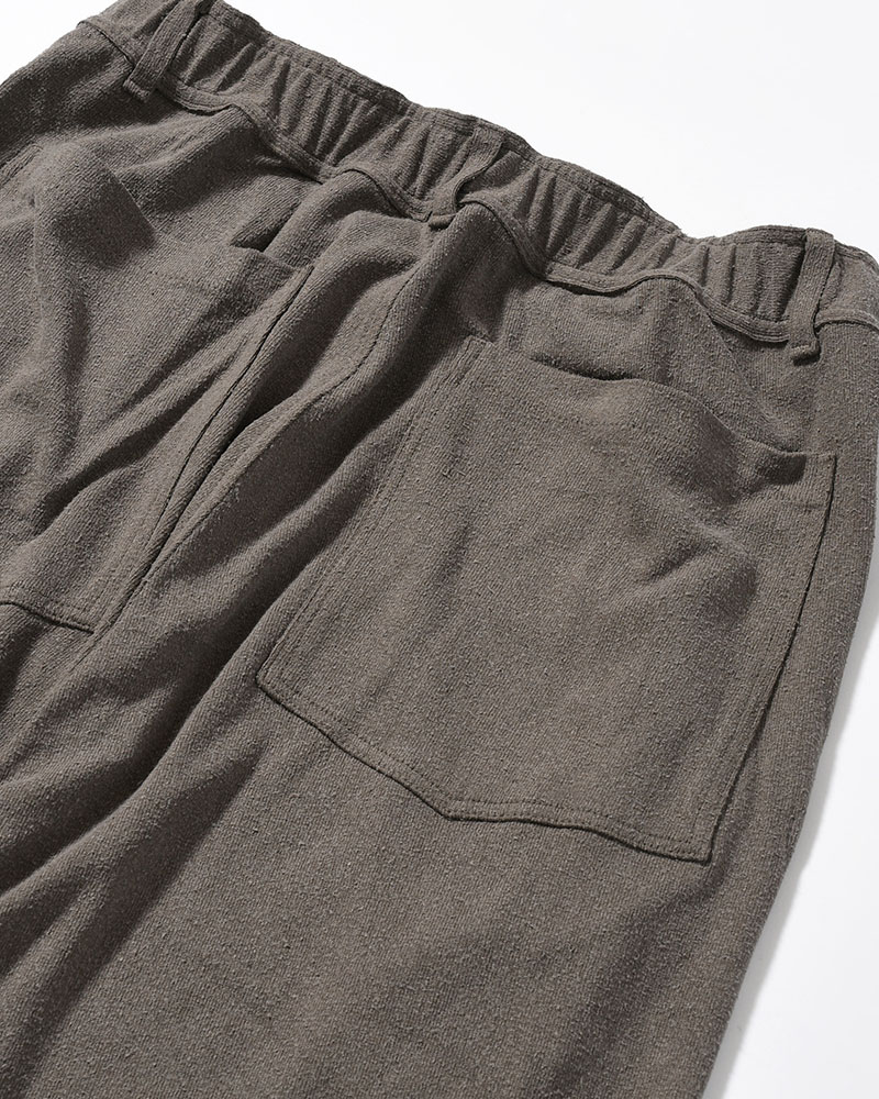 EASY TROUSERS -Silk noil Jersey -GRAISH BROWN-