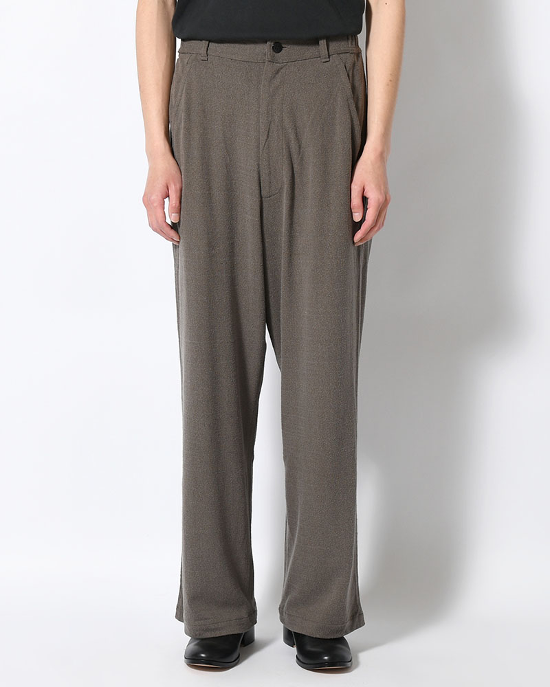 EASY TROUSERS -Silk noil Jersey -GRAISH BROWN-