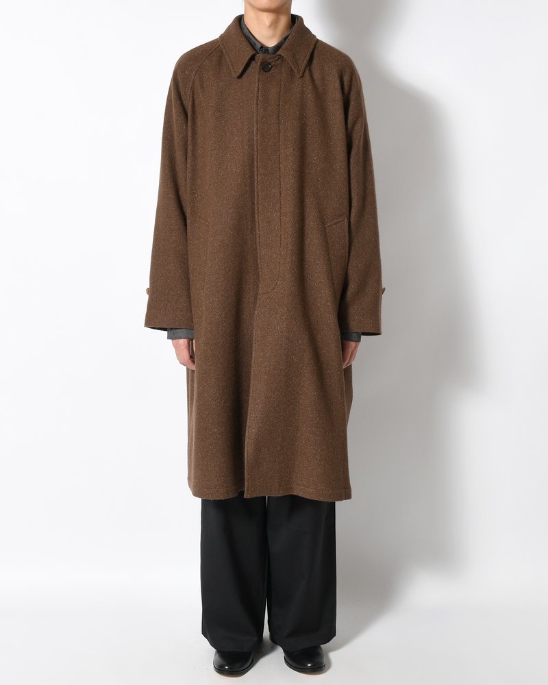 BAL COLLAR COAT -Silk Wool Angora Cashmere -DARK BROWN-