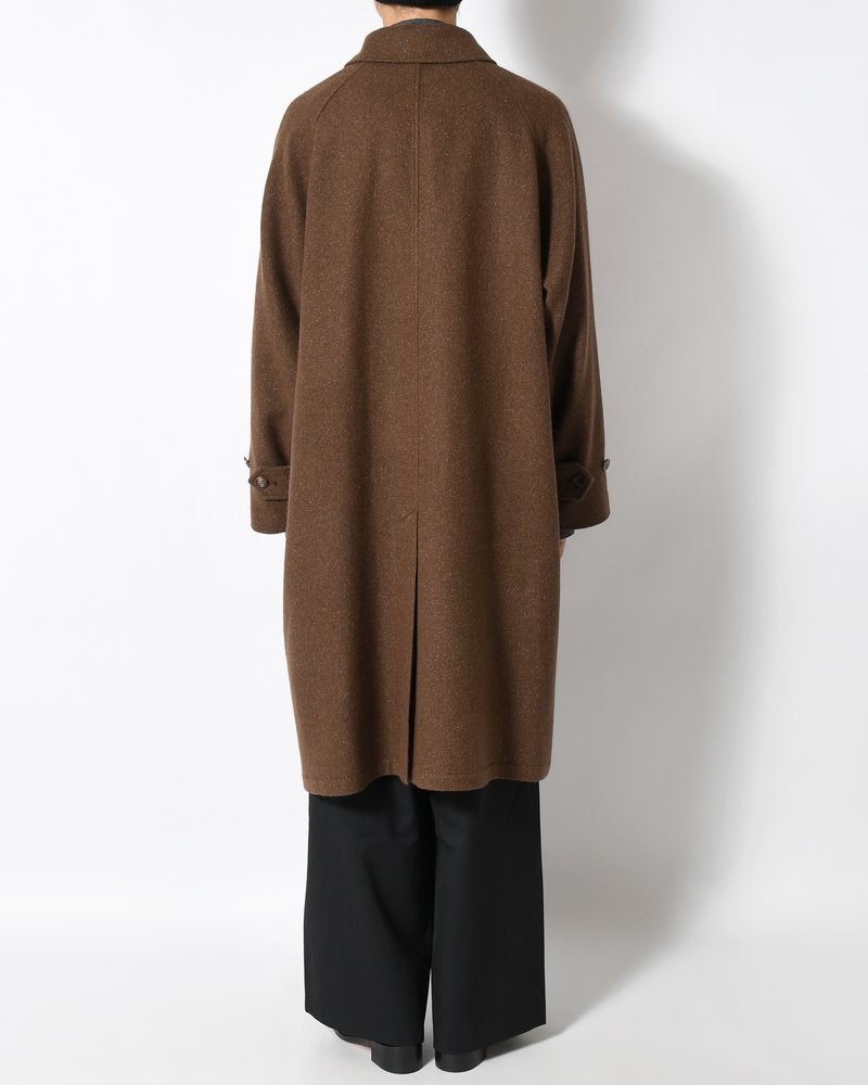 BAL COLLAR COAT -Silk Wool Angora Cashmere -DARK BROWN-