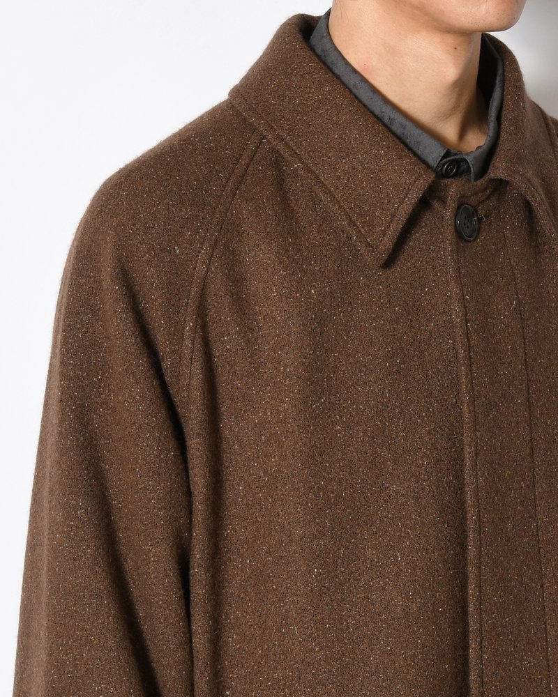 BAL COLLAR COAT -Silk Wool Angora Cashmere -DARK BROWN-