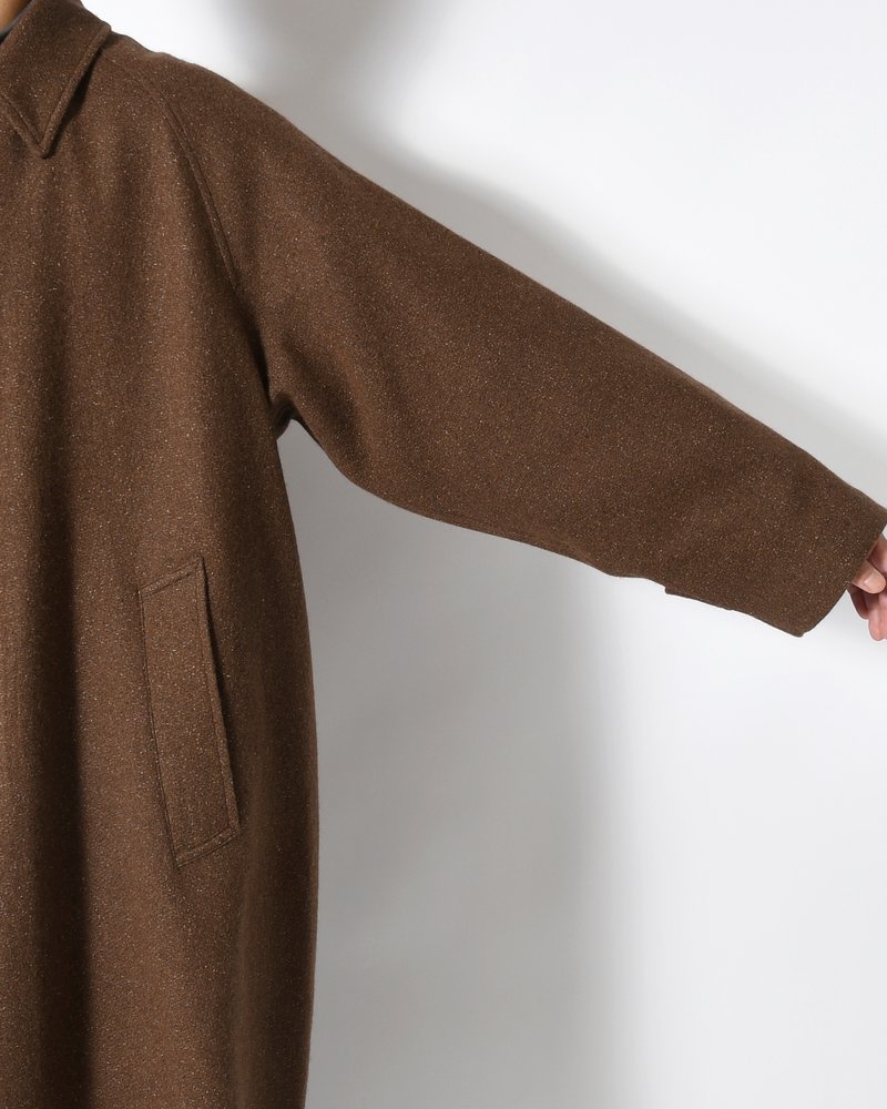 BAL COLLAR COAT -Silk Wool Angora Cashmere -DARK BROWN-