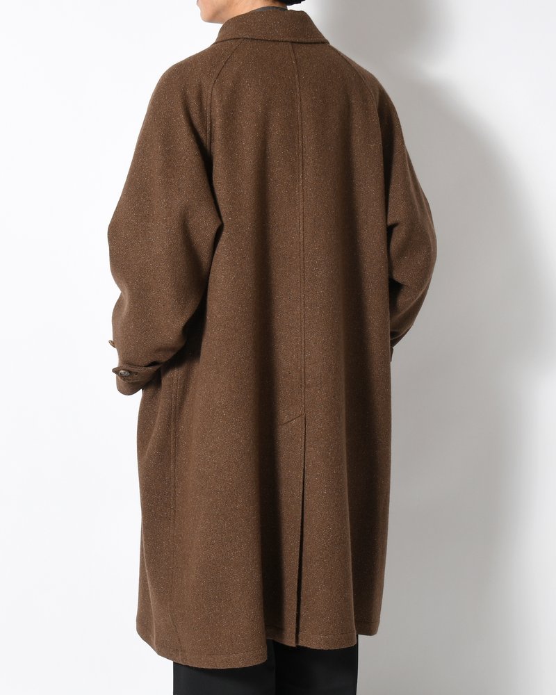 BAL COLLAR COAT -Silk Wool Angora Cashmere -DARK BROWN-