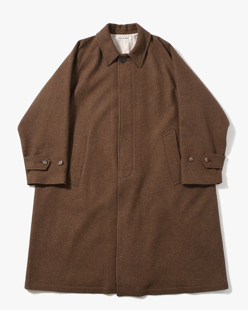 BAL COLLAR COAT -Silk Wool Angora Cashmere -DARK BROWN-