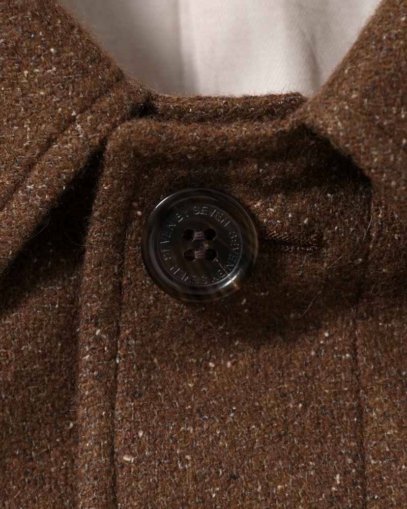 BAL COLLAR COAT -Silk Wool Angora Cashmere -DARK BROWN-