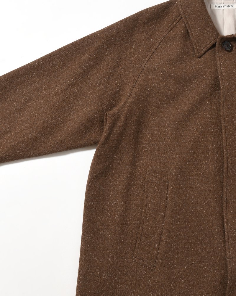 BAL COLLAR COAT -Silk Wool Angora Cashmere -DARK BROWN-