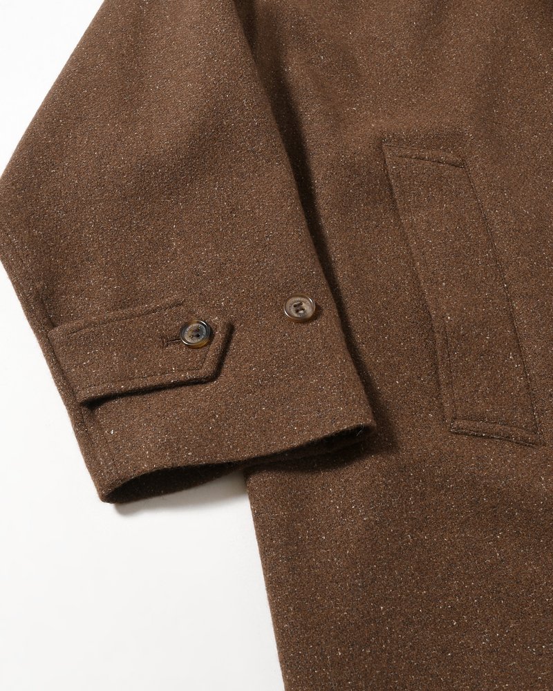 BAL COLLAR COAT -Silk Wool Angora Cashmere -DARK BROWN-