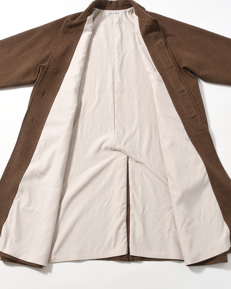 BAL COLLAR COAT -Silk Wool Angora Cashmere -DARK BROWN-