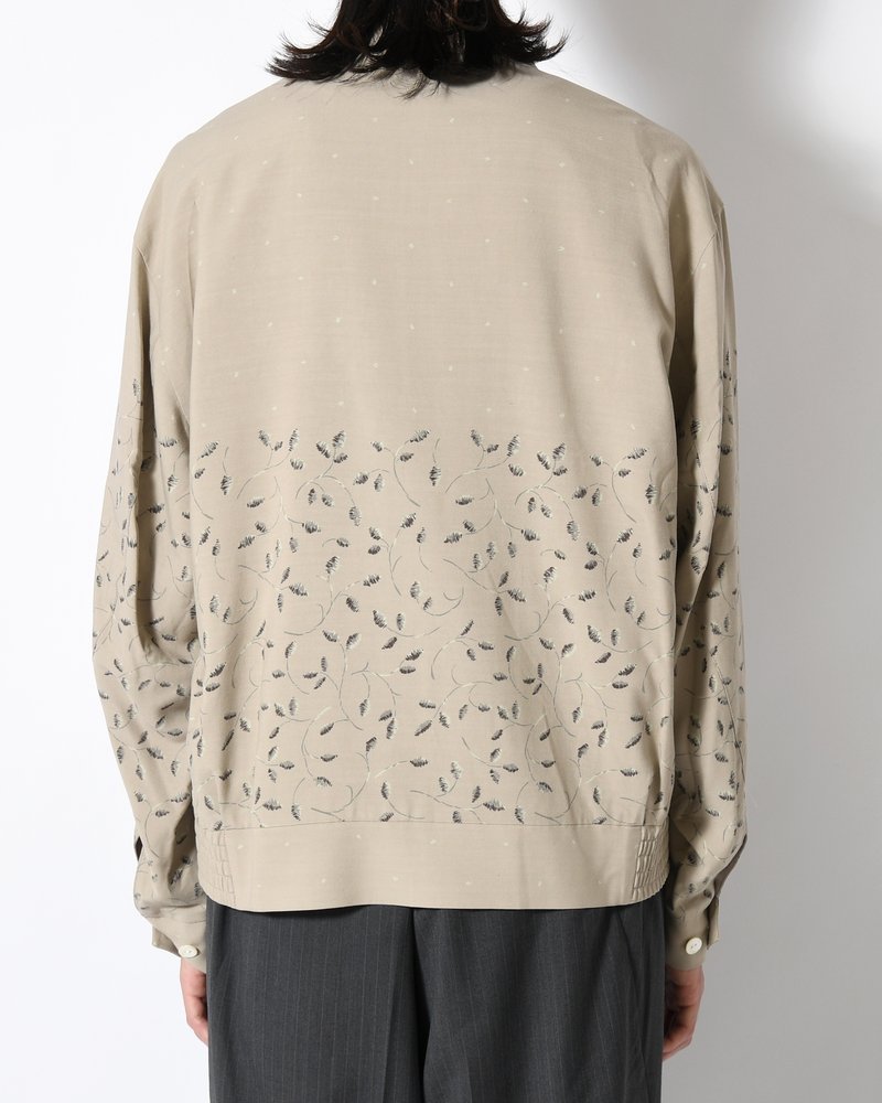 ZIP UP BLOUSON -Botanical print -GRAY KHAKI-