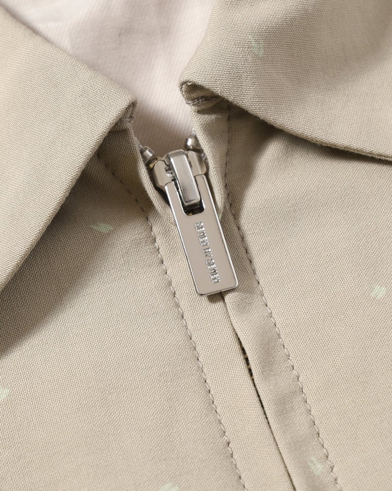 ZIP UP BLOUSON -Botanical print -GRAY KHAKI-