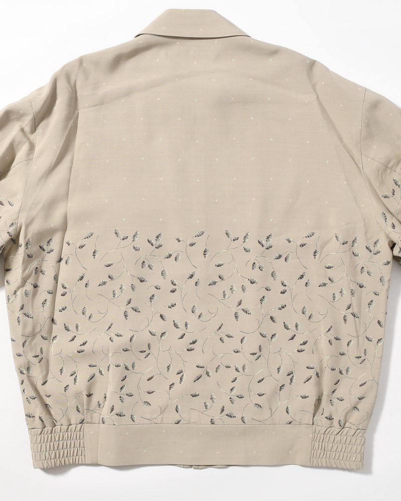 ZIP UP BLOUSON -Botanical print -GRAY KHAKI-