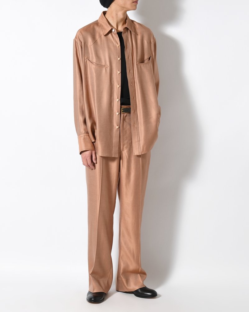 WIDE EASY FLARE TROUSERS -Heavy Cupra -BROWN-