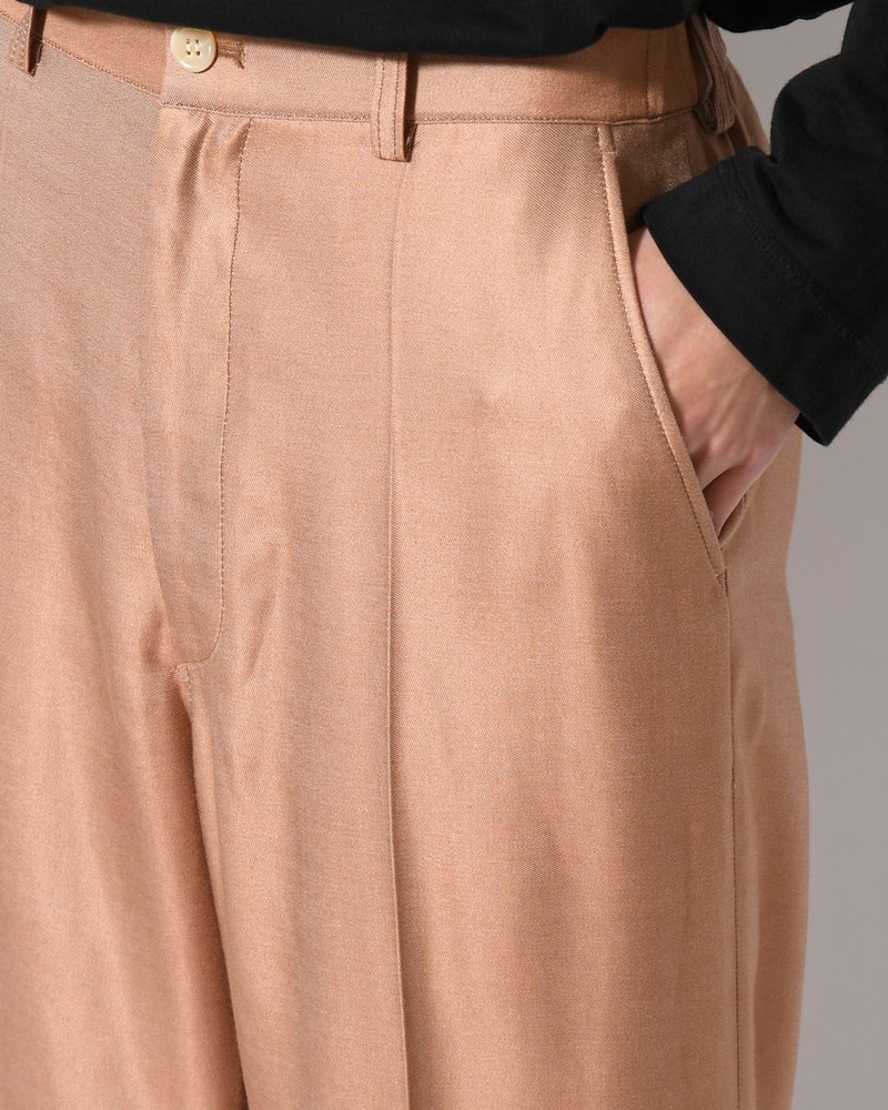 WIDE EASY FLARE TROUSERS -Heavy Cupra -BROWN-