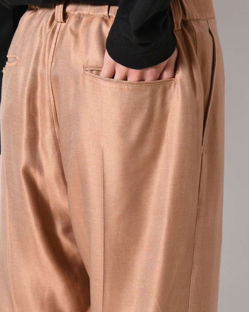 WIDE EASY FLARE TROUSERS -Heavy Cupra -BROWN-