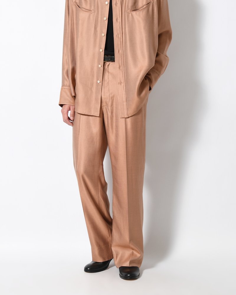 WIDE EASY FLARE TROUSERS -Heavy Cupra -BROWN-