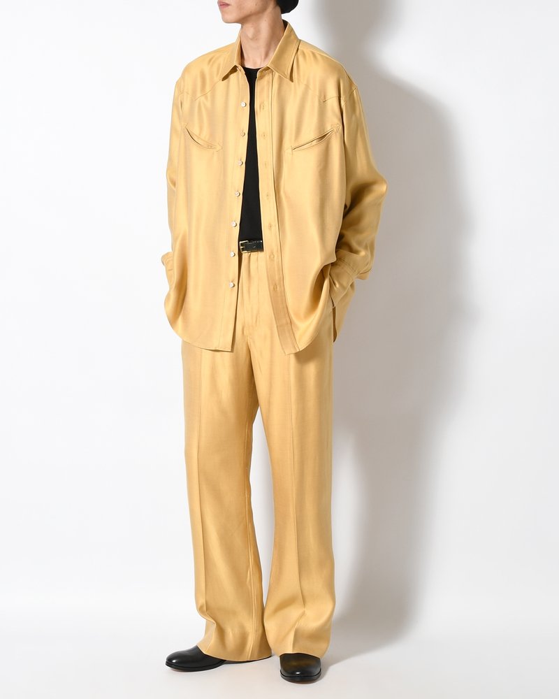 WIDE EASY FLARE TROUSERS -Heavy Cupra -YELLOW-