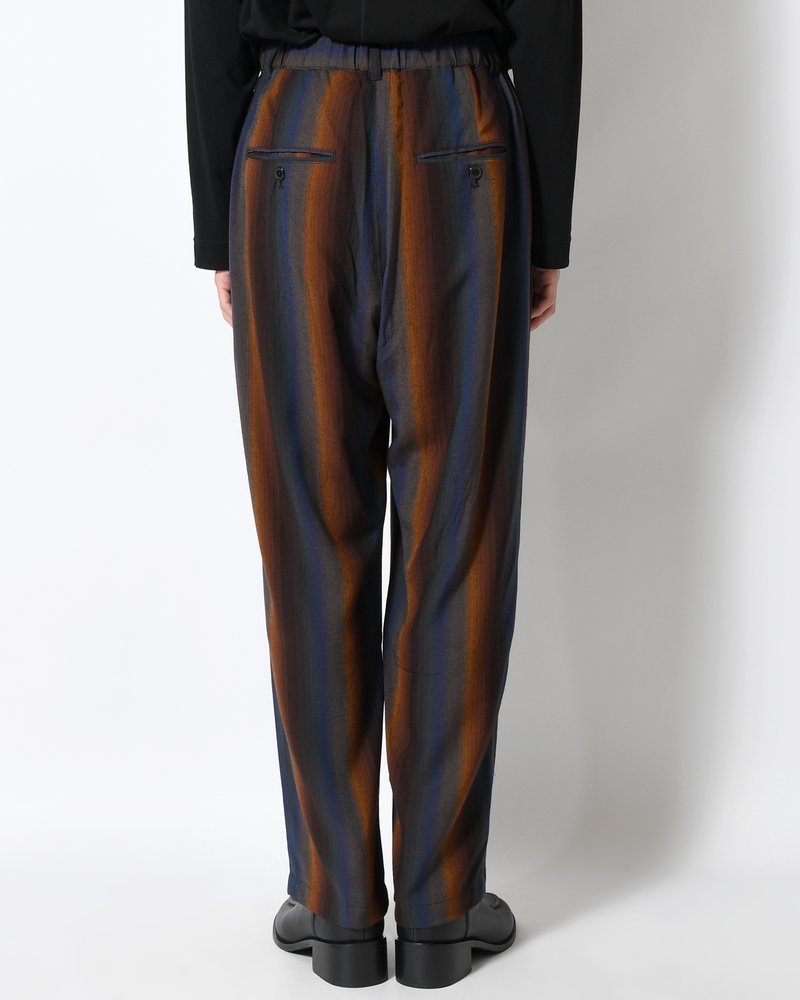 WIDE EASY TROUSERS -Wool Rayon Gradetion stripe -MULTI STRIPE-