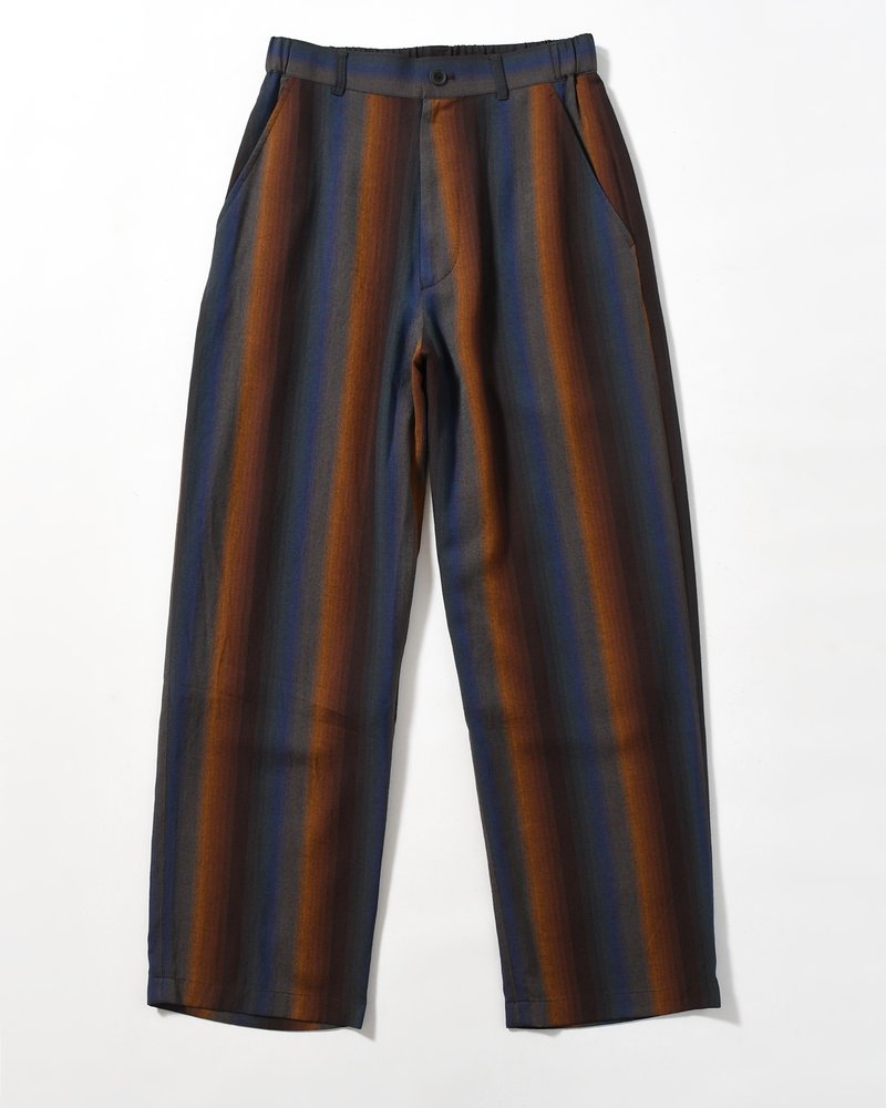 WIDE EASY TROUSERS -Wool Rayon Gradetion stripe -MULTI STRIPE-