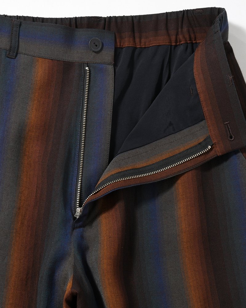 WIDE EASY TROUSERS -Wool Rayon Gradetion stripe -MULTI STRIPE-