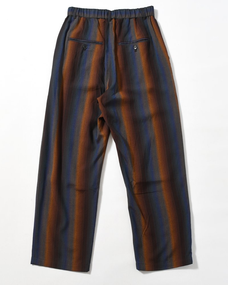 WIDE EASY TROUSERS -Wool Rayon Gradetion stripe -MULTI STRIPE-