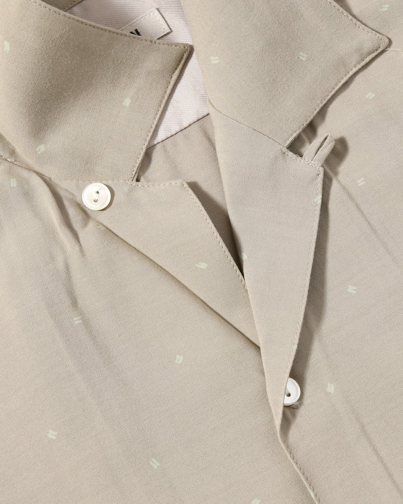 OPEN COLLAR SHIRTS -Botanical print -GRAY KHAKI-