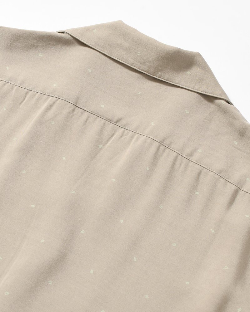 OPEN COLLAR SHIRTS -Botanical print -GRAY KHAKI-