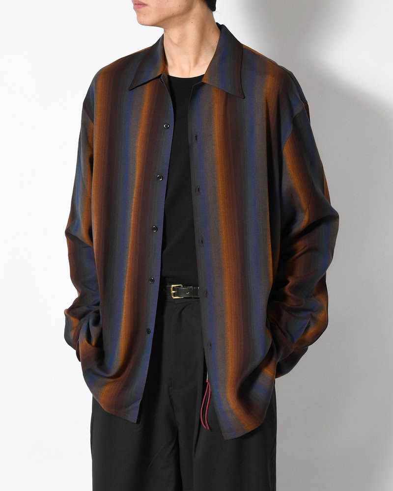 LOOSE SHIRTS -Wool Rayon Gradetion stripe -MULTI STRIPE-