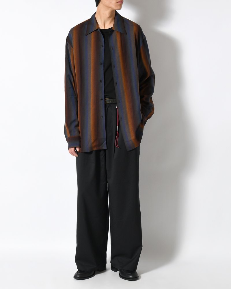 LOOSE SHIRTS -Wool Rayon Gradetion stripe -MULTI STRIPE-