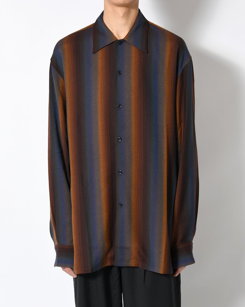 LOOSE SHIRTS -Wool Rayon Gradetion stripe -MULTI STRIPE-