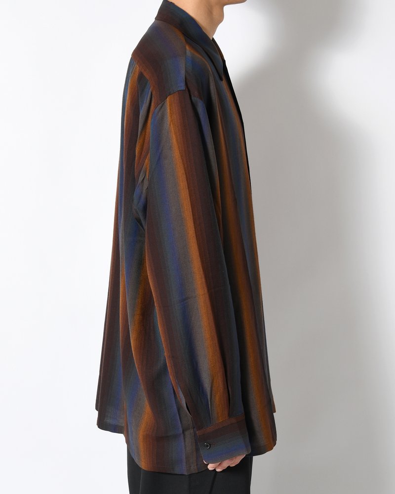 LOOSE SHIRTS -Wool Rayon Gradetion stripe -MULTI STRIPE-