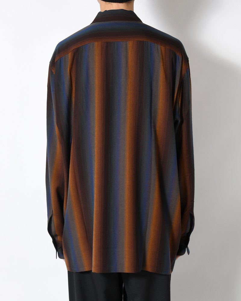LOOSE SHIRTS -Wool Rayon Gradetion stripe -MULTI STRIPE-