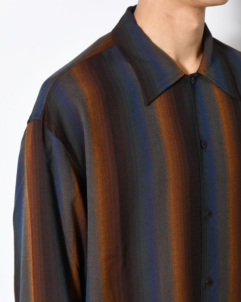 LOOSE SHIRTS -Wool Rayon Gradetion stripe -MULTI STRIPE-