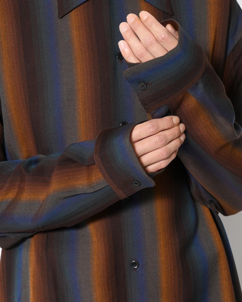 LOOSE SHIRTS -Wool Rayon Gradetion stripe -MULTI STRIPE-