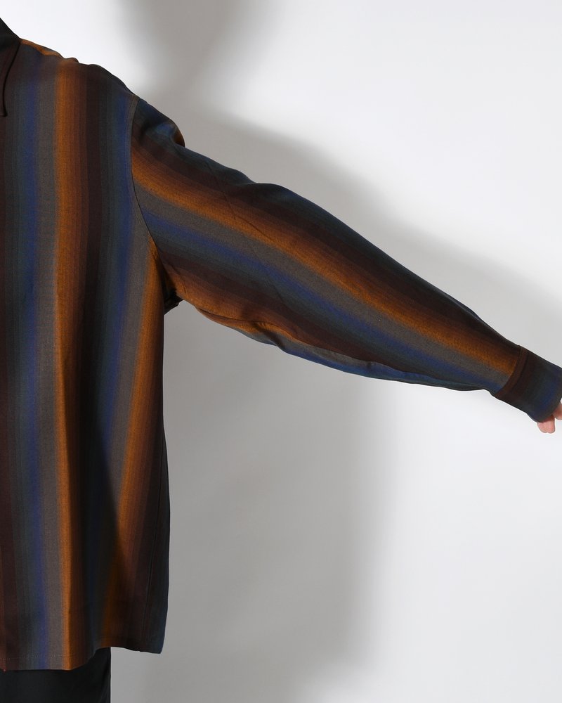 LOOSE SHIRTS -Wool Rayon Gradetion stripe -MULTI STRIPE-