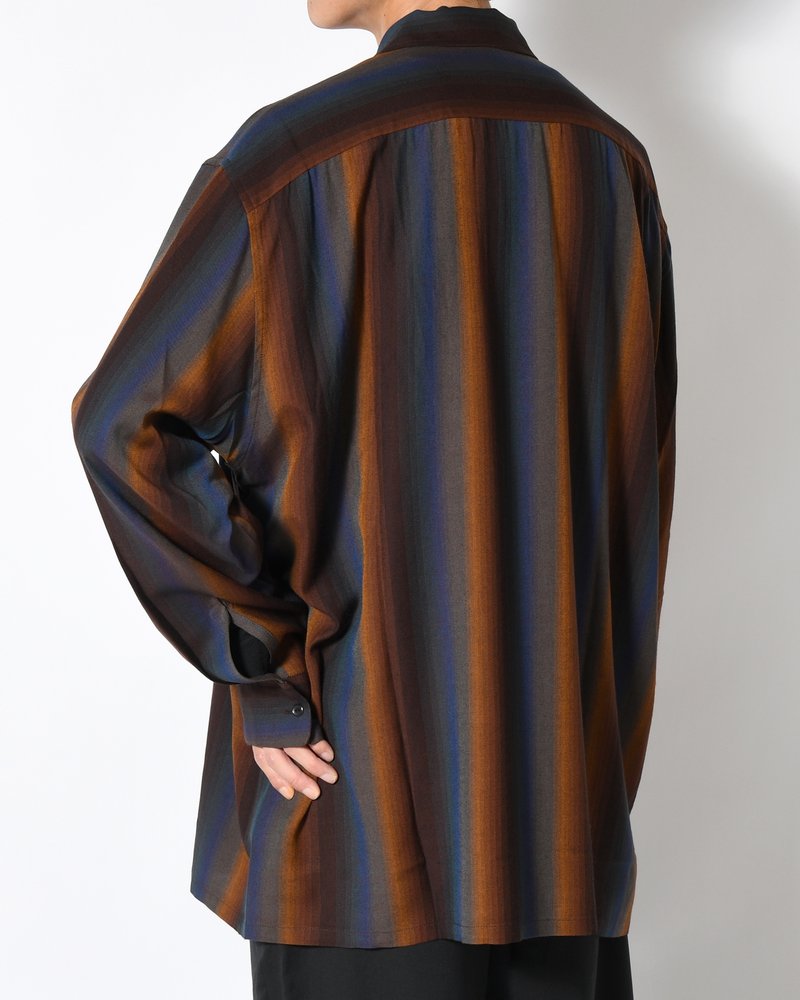 LOOSE SHIRTS -Wool Rayon Gradetion stripe -MULTI STRIPE-