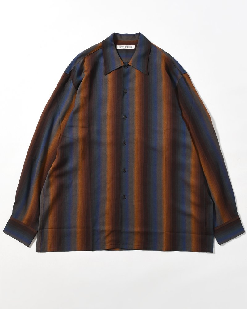 LOOSE SHIRTS -Wool Rayon Gradetion stripe -MULTI STRIPE-