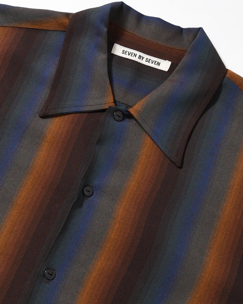 LOOSE SHIRTS -Wool Rayon Gradetion stripe -MULTI STRIPE-