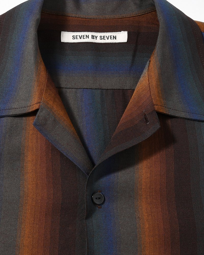 LOOSE SHIRTS -Wool Rayon Gradetion stripe -MULTI STRIPE-