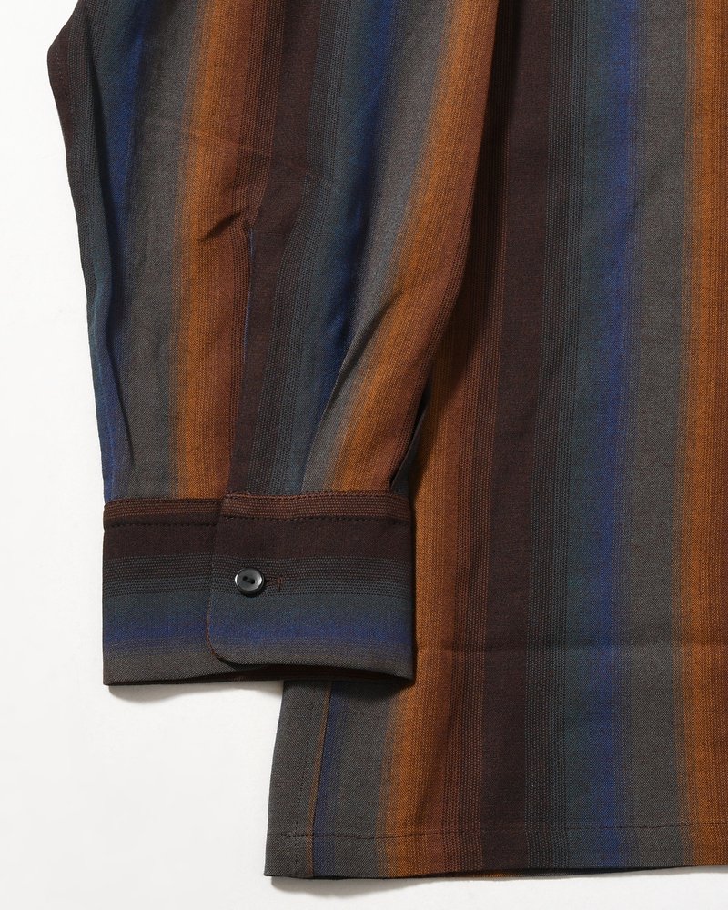 LOOSE SHIRTS -Wool Rayon Gradetion stripe -MULTI STRIPE-