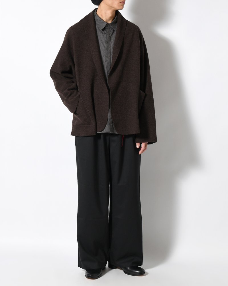 CARDIGAN JACKET -Hard Twist Crepe Knit -BROWN-