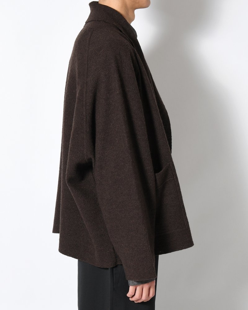 CARDIGAN JACKET -Hard Twist Crepe Knit -BROWN-