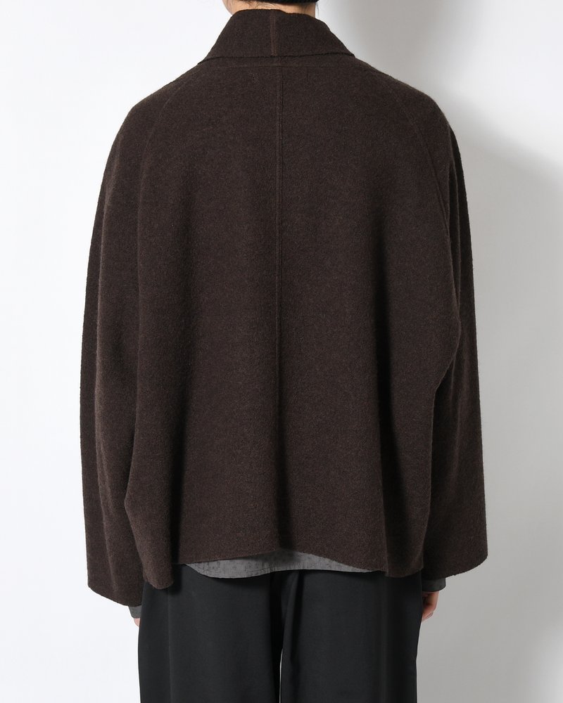 CARDIGAN JACKET -Hard Twist Crepe Knit -BROWN-