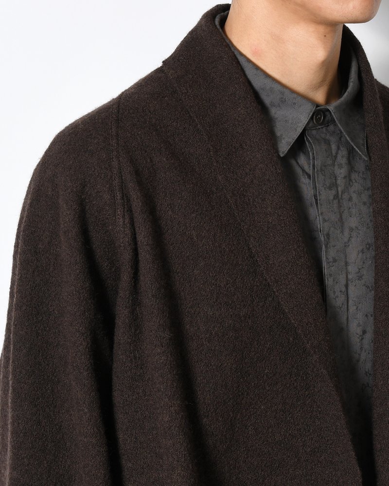 CARDIGAN JACKET -Hard Twist Crepe Knit -BROWN-