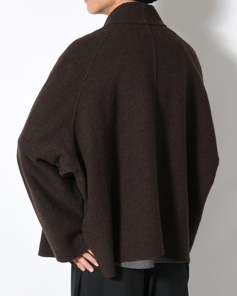 CARDIGAN JACKET -Hard Twist Crepe Knit -BROWN-