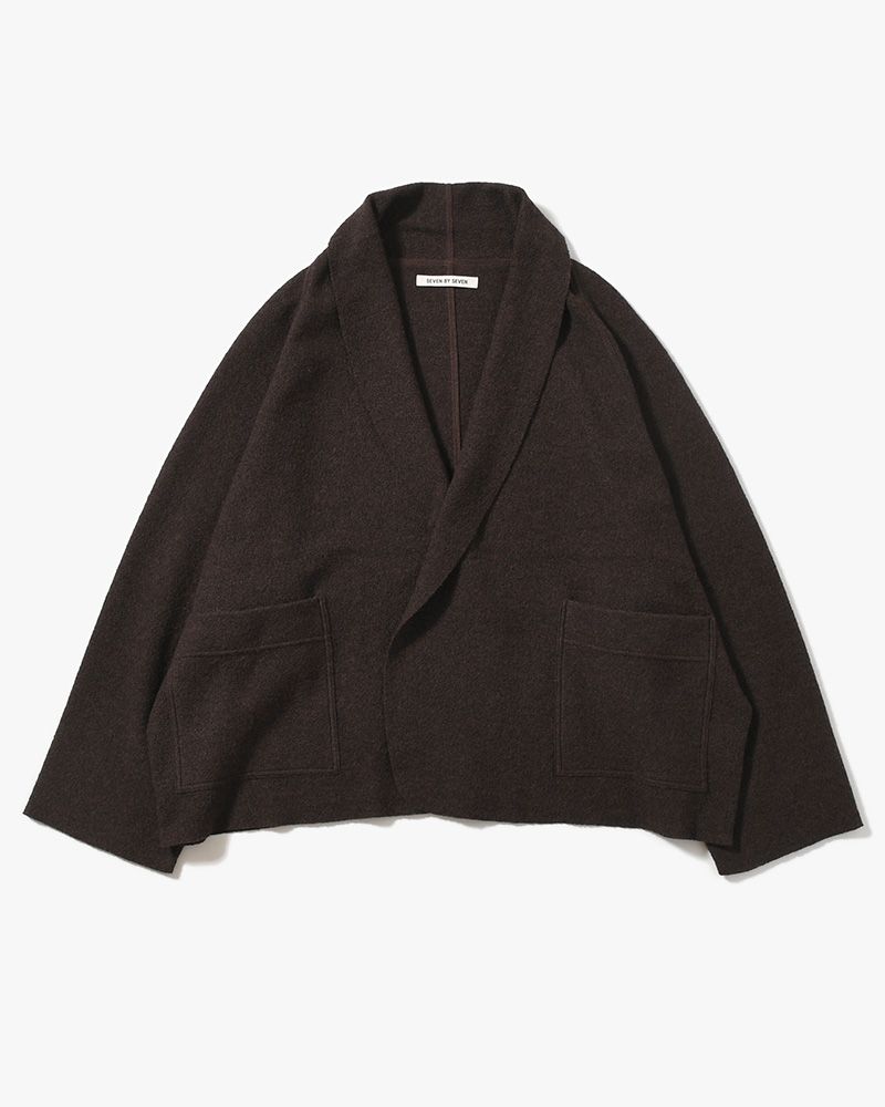 CARDIGAN JACKET -Hard Twist Crepe Knit -BROWN-