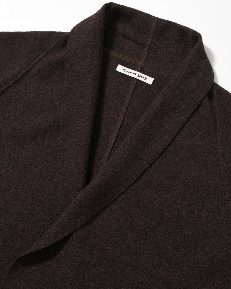 CARDIGAN JACKET -Hard Twist Crepe Knit -BROWN-