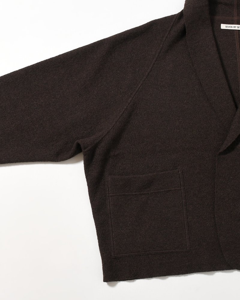 CARDIGAN JACKET -Hard Twist Crepe Knit -BROWN-